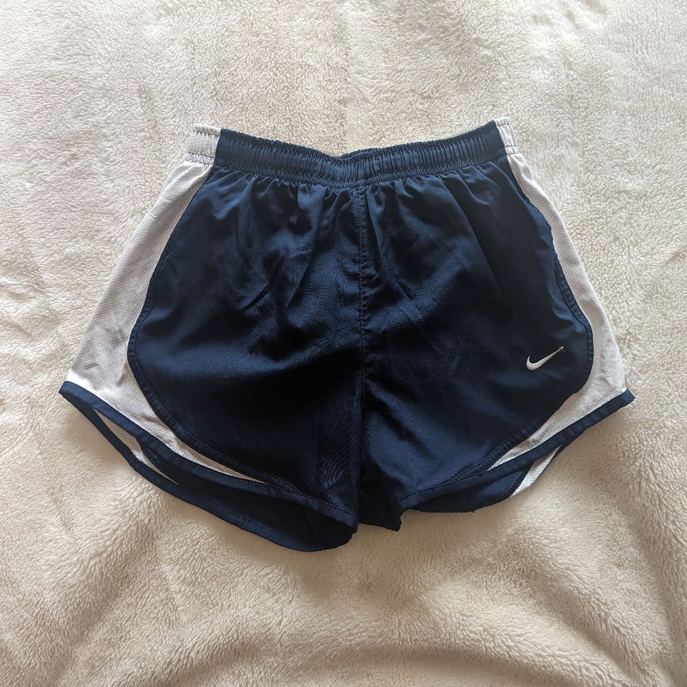 Nike Dri-Fit running shorts in navy & white